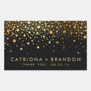 Faux Black and Gold Foil Confetti Favour Sticker
