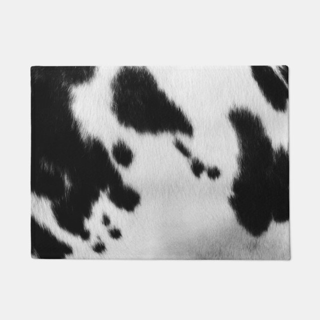 Faux Black and White Cow Hide. Doormat (Front)