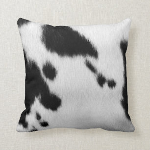 Faux Black and White Cow Hide. Throw Pillow