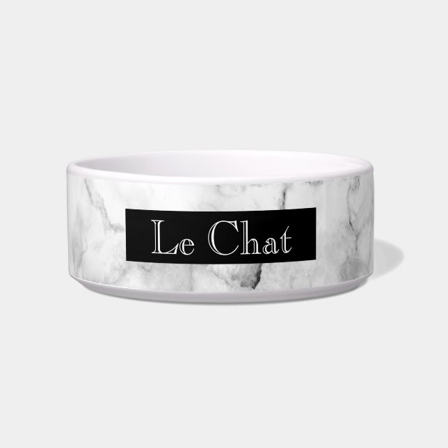 Faux Black and White Marble | Le Chat Bowl (Front)