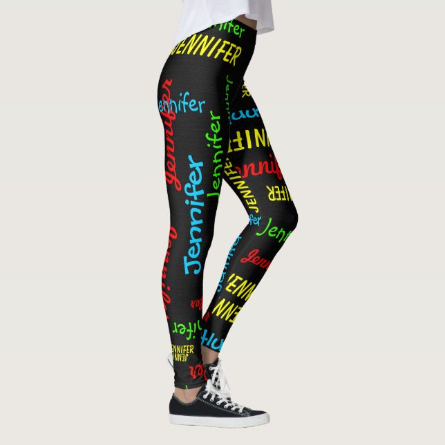 Faux Black Burlap Nom répétitif Leggings Yoga (Droite)