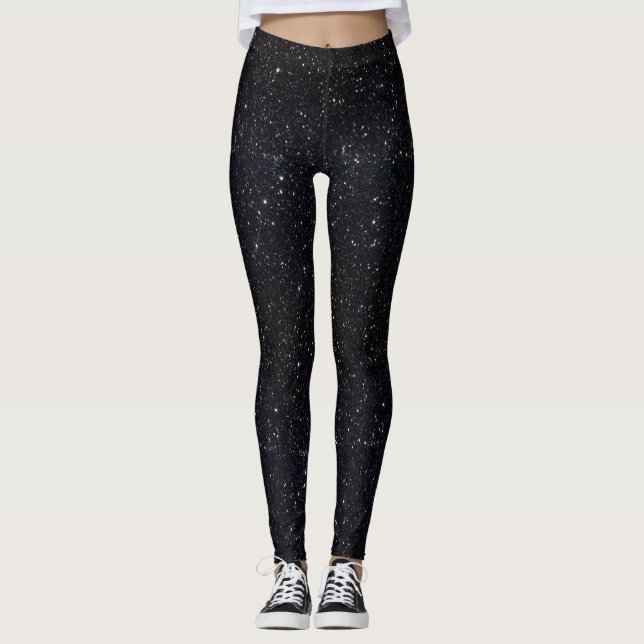 Faux Black Glitter And Glamour Leggings (Front)