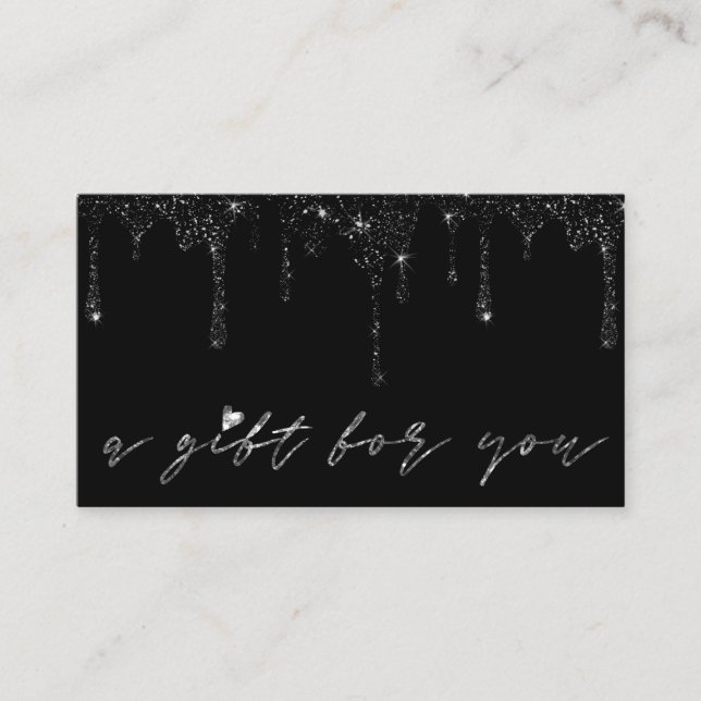 faux black glitter drips business card (Front)