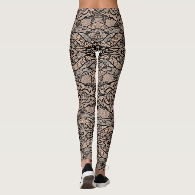 Faux Black Lace Leggings (Back)
