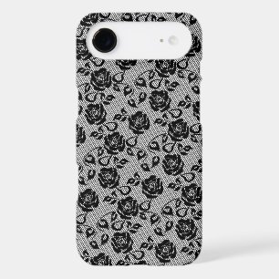 Faux Black Lace Rose coque iphone de pêche