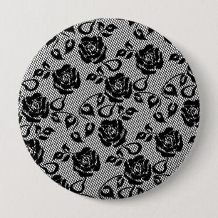 Faux Black Lace Rose Fishnet Button Gift