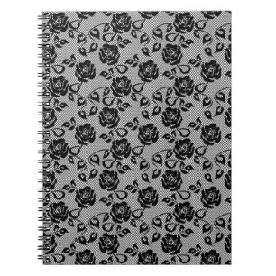 Faux Black Lace Rose Fishnet Notebook