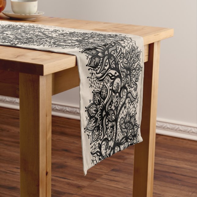 Faux Black Lace Tablecloth (In Situ)