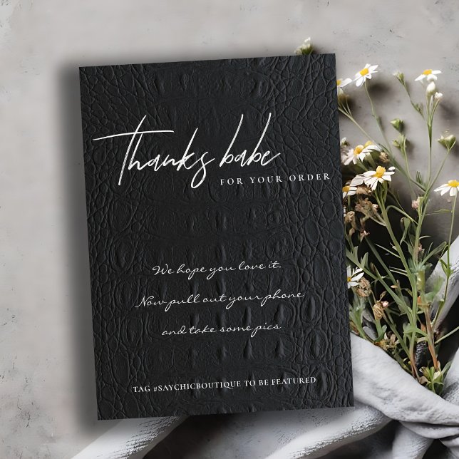 FAUX BLACK LEATHER CORPORATE BUSINESS LOGO THANK YOU CARD (Creator Uploaded)
