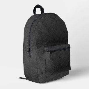 Faux Black Leather Printed Backpack