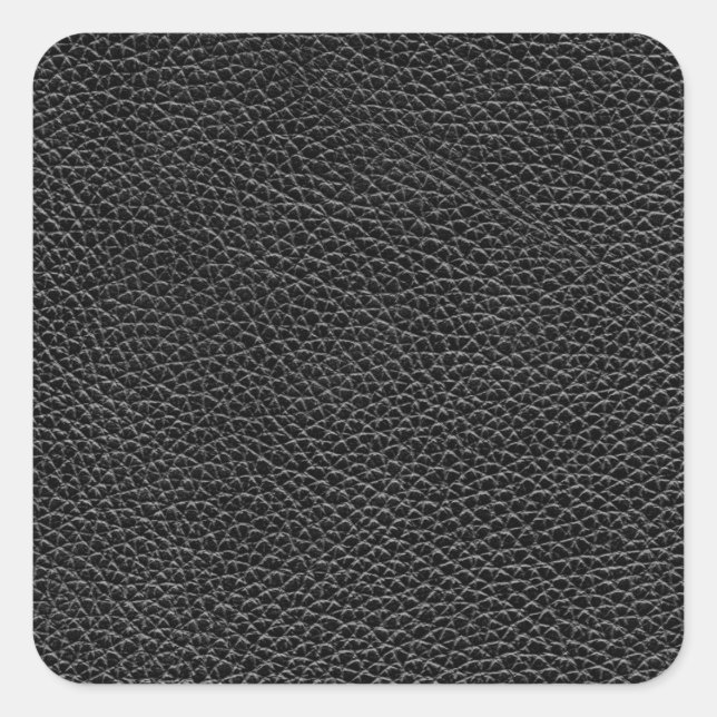 Faux Black Leather Square Sticker (Front)