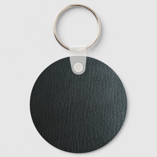 Faux Black Leather Texture Keychain (Front)