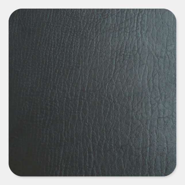 Faux Black Leather Texture Square Sticker (Front)