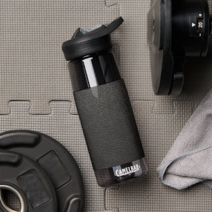 Faux Black Leather Water Bottle