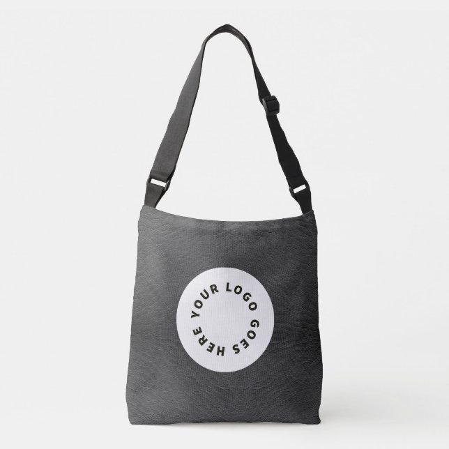 Faux Black Leather With Logo Crossbody Bag (Front)