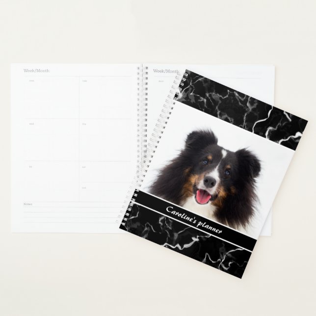 Faux Black Marble Look Custom Pet Modèle photo (Devant avec enveloppe)