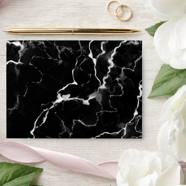 Faux Black Marble Texture Look Envelope (Wedding)