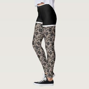 Faux Black Roses Lace Fishnes and Short - Love Leggings