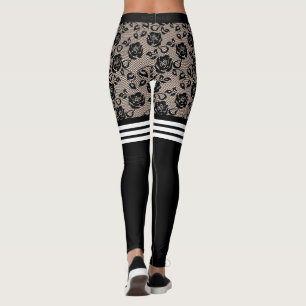  Faux Black Roses Lace Fishnet Over The Knee Socks Leggings