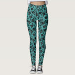 Faux Black Roses Lace Fishnet Turquoise Leggings<br><div class="desc">Your Colours - Faux Black Roses Lace Fishnet Romantic Fun Modern Flowers and Leaves Gift - Choose / add your favourite background colour. You can also add your text / name. Resize and move or remove / add element - image / text with customization tool. Design by MIGNED. Please see...</div>