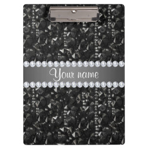 Faux Black Sequins and Diamonds Clipboard