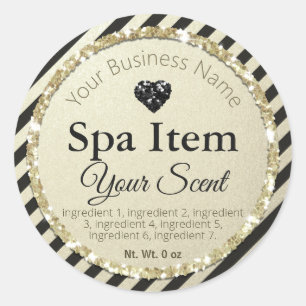 Faux Black Silver Glitter Handmade Spa Classic Round Sticker