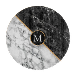 Faux Black White Marble Cutting Board Personalized