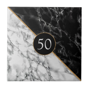 Faux Black White Marble Your Personalized Tile