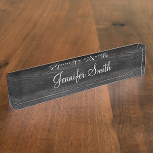 Faux Black Wood Grain Nameplate