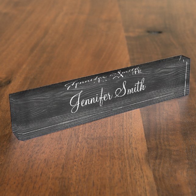 Faux Black Wood Grain Nameplate (Side)