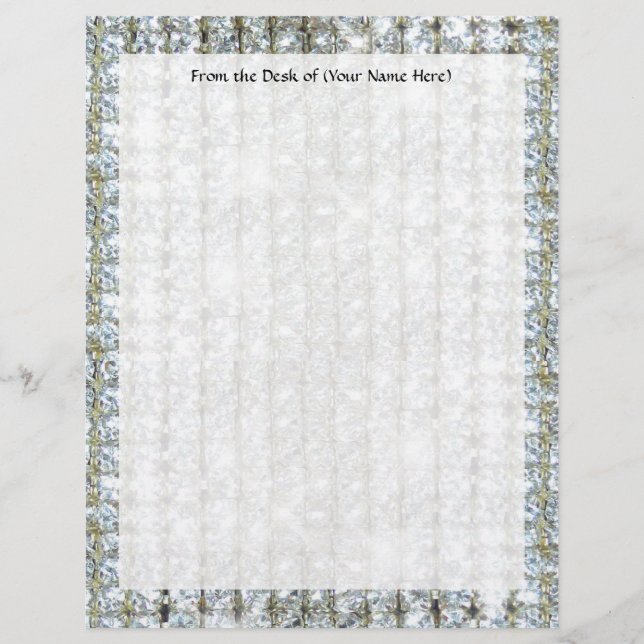 Faux Bling Custom Letterhead Stationery Paper (Front)