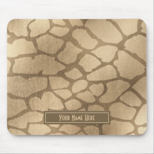 Faux “Blonde” Gold Giraffe Print Personalized Mouse Pad