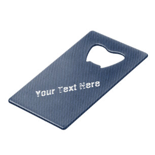 Faux Blue Denim Bottle Opener with Custom Text Credit Card Bottle Opener