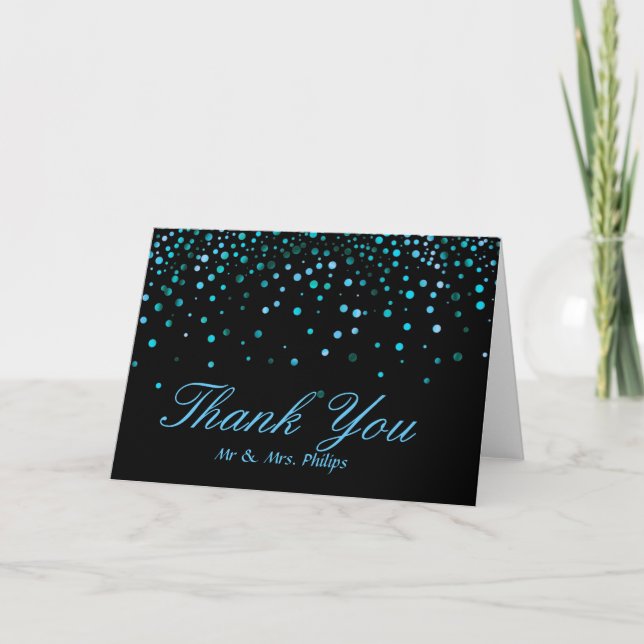 Faux Blue Foil Confetti Élégant Merci étincelant (Devant)