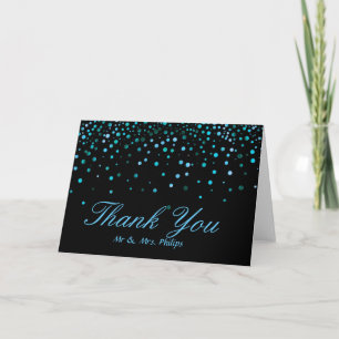 Faux Blue Foil Confetti Elegant Sparkles Thank You Card