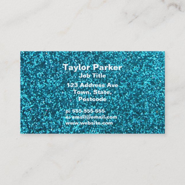 Faux Blue Glitter Business Card (Front)