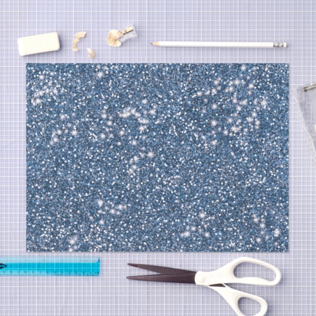 Faux Blue Glitter Texture Look-like Graphic Tissue Paper (Craft)