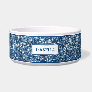 Faux Blue Glitter Texture Look With Custom Name