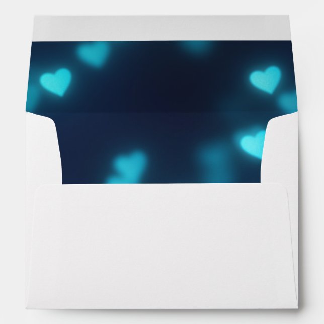 Faux Blue Heart Foil Confetti Elegant Sparkles Envelopes (Back (Bottom))