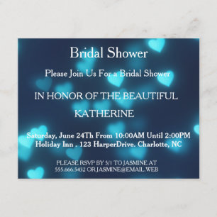 Faux Blue Heart Glittering Confetti Sparkles Dots Invitation