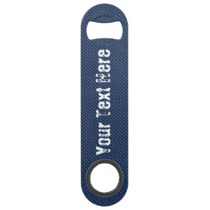 Faux Blue Jeans Denim Bar Key with Custom Text