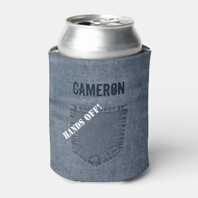 Faux Blue Jeans Denim Can Cooler Personalized Name (Can Front)