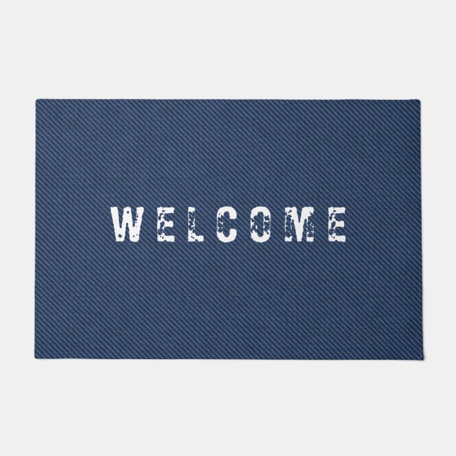 Faux Blue Jeans Denim Doormat (Front)