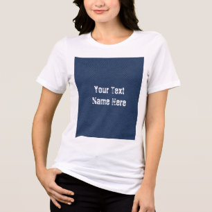 Faux Blue Jeans Design Custom Text Personalized Tri-Blend Shirt