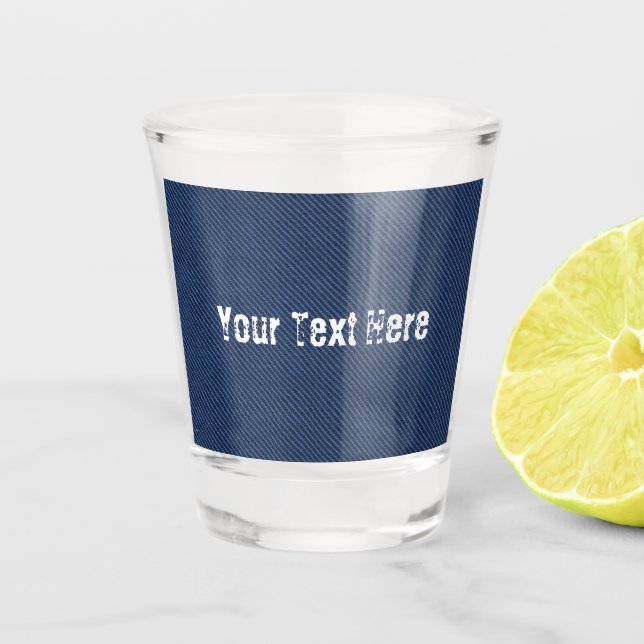 Faux Blue Jeans Fabric Texte personnalisé Verre de (Devant)