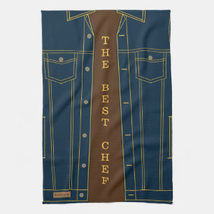 Faux Blue Jeans Jacket Kitchen Towel Custom Text