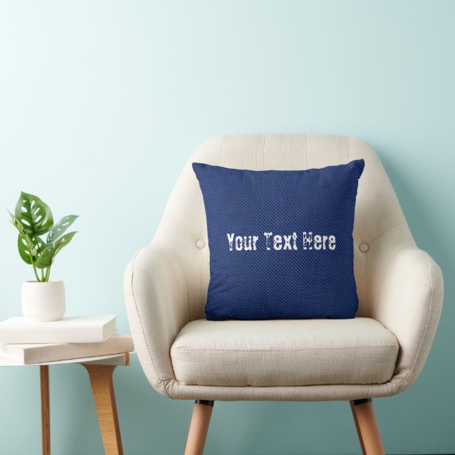 Faux Blue Jeans Throw Pillow - Custom Text / Name (Chair)