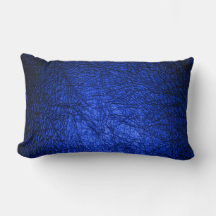 Faux Blue Leather Texture Lumbar Pillow
