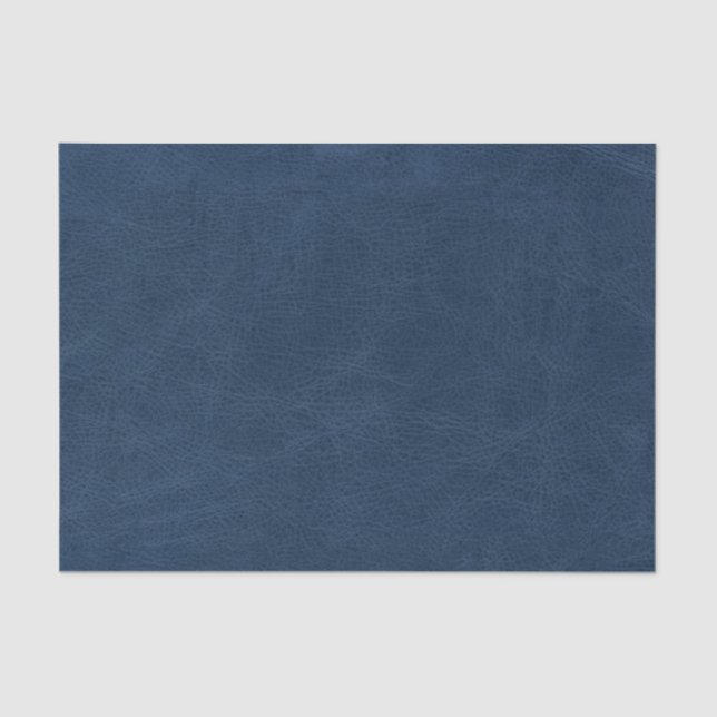 Faux Blue Leather Texture Tissue Paper (Front)