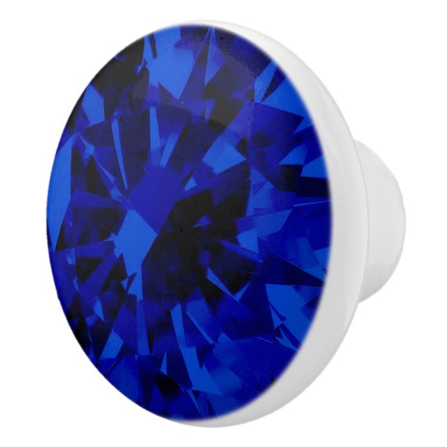 Faux Blue Sapphire Print Ceramic Round Pull (Right)